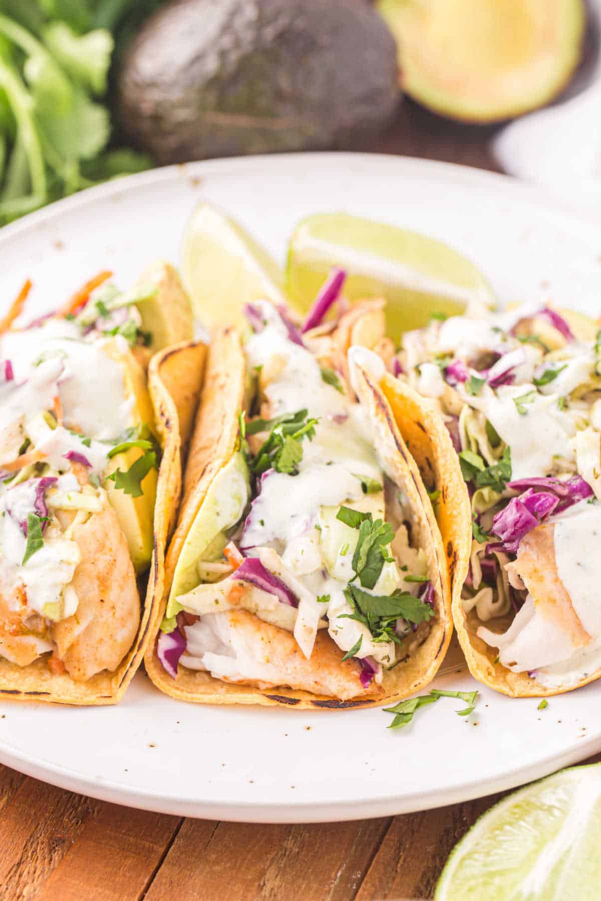 Fish tacos on a plate.