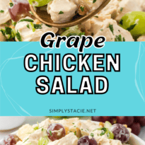 Grape chicken salad collage pin.
