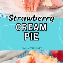 Strawberry cream pie collage pin.