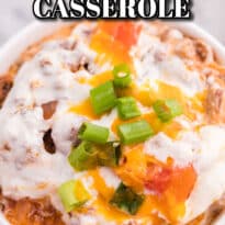 Taco casserole recipe pin.