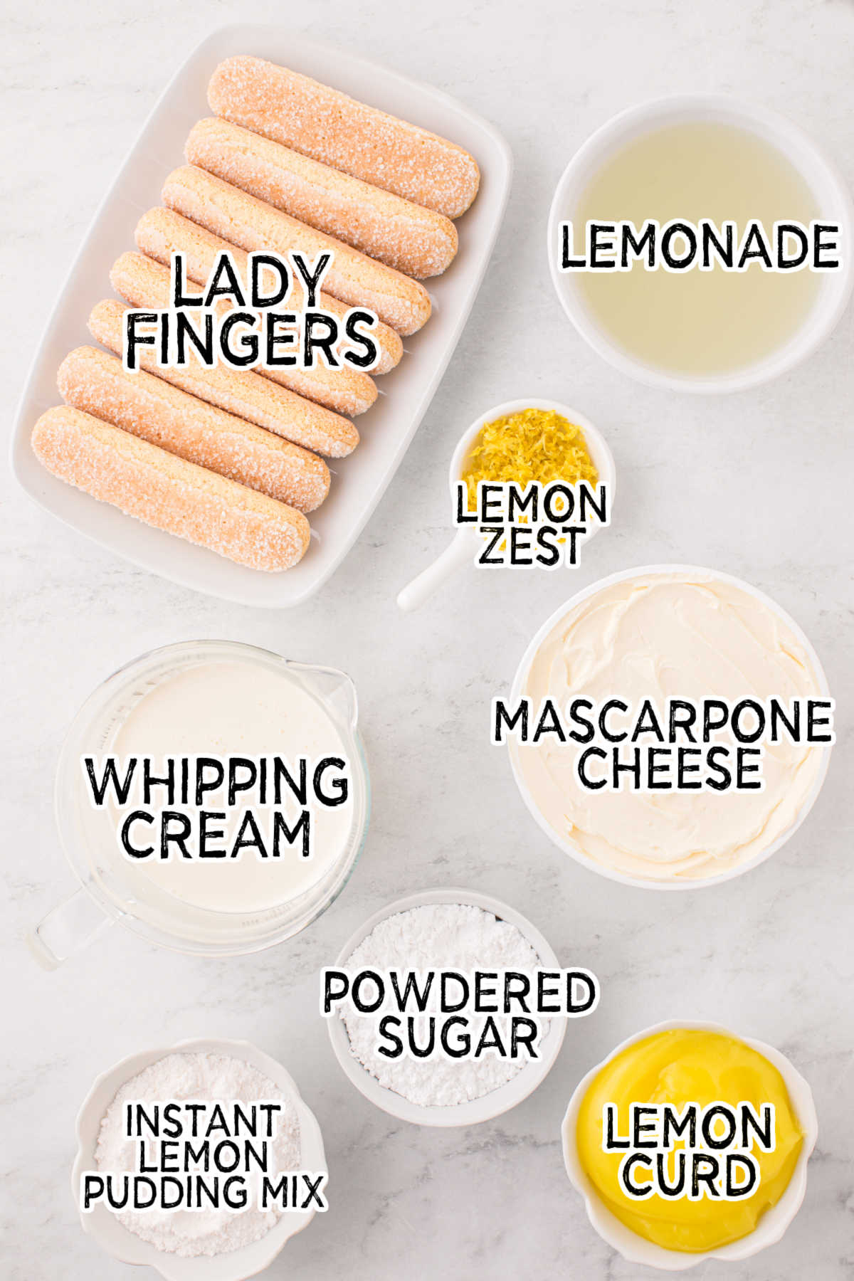 Ingredients to make lemon tiramisu.