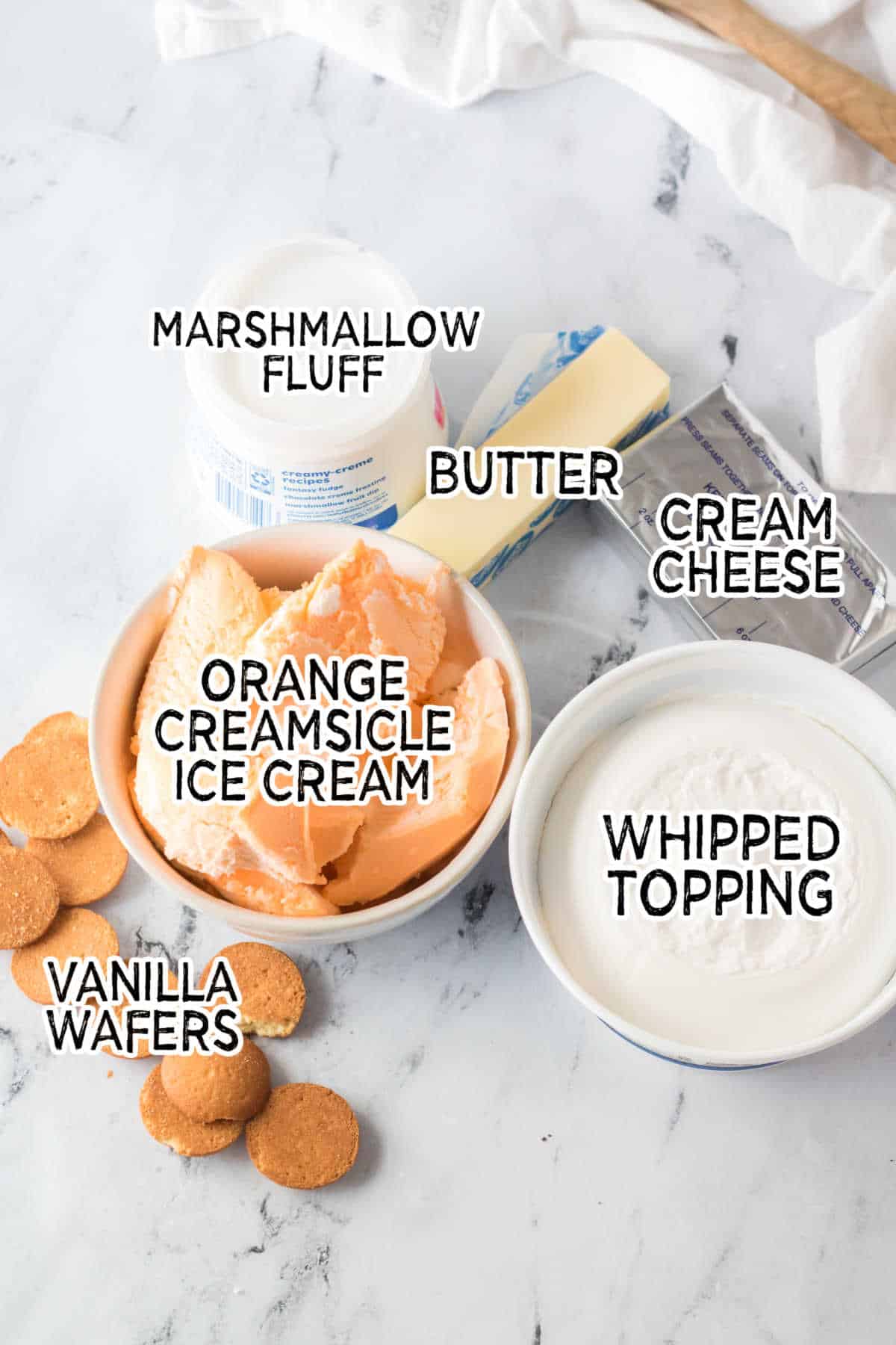 Ingredients to make orange creamsicle pie.