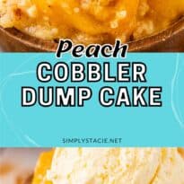 Peach cobbler dump cake pin image.