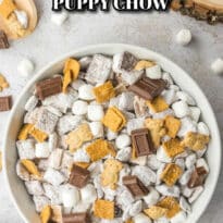 S'mores Puppy Chow pin image.
