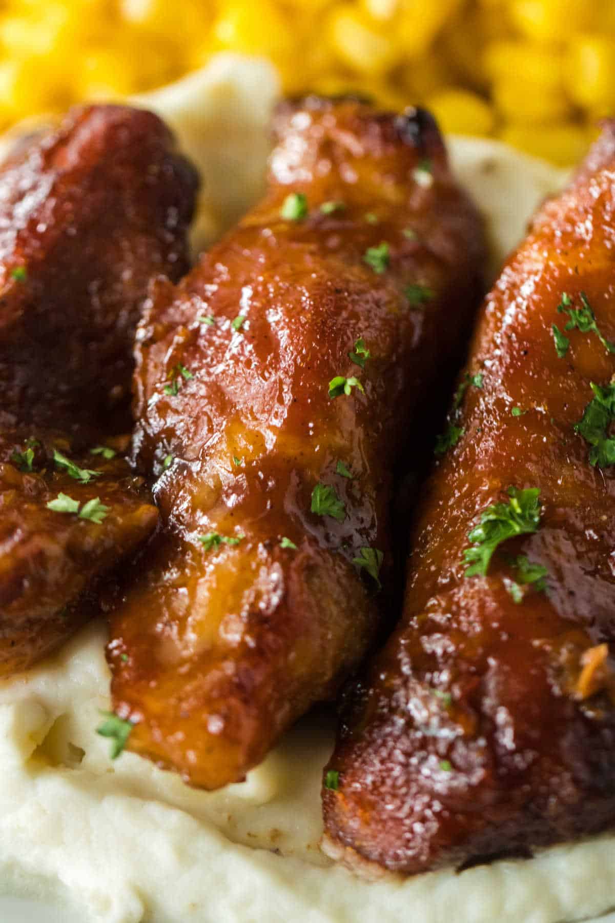 Country-style ribs on mashed potatoes.
