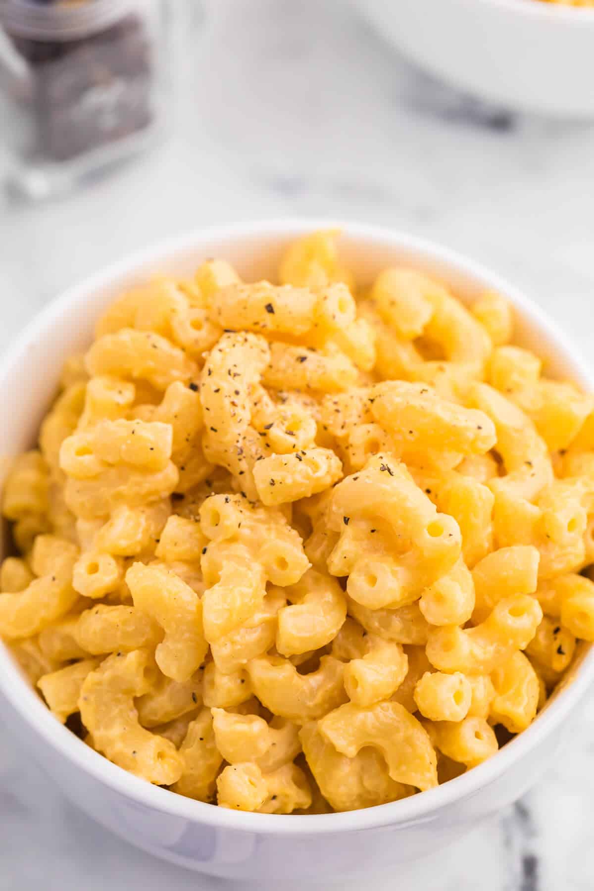 A bowl of stovetop mac and cheese.