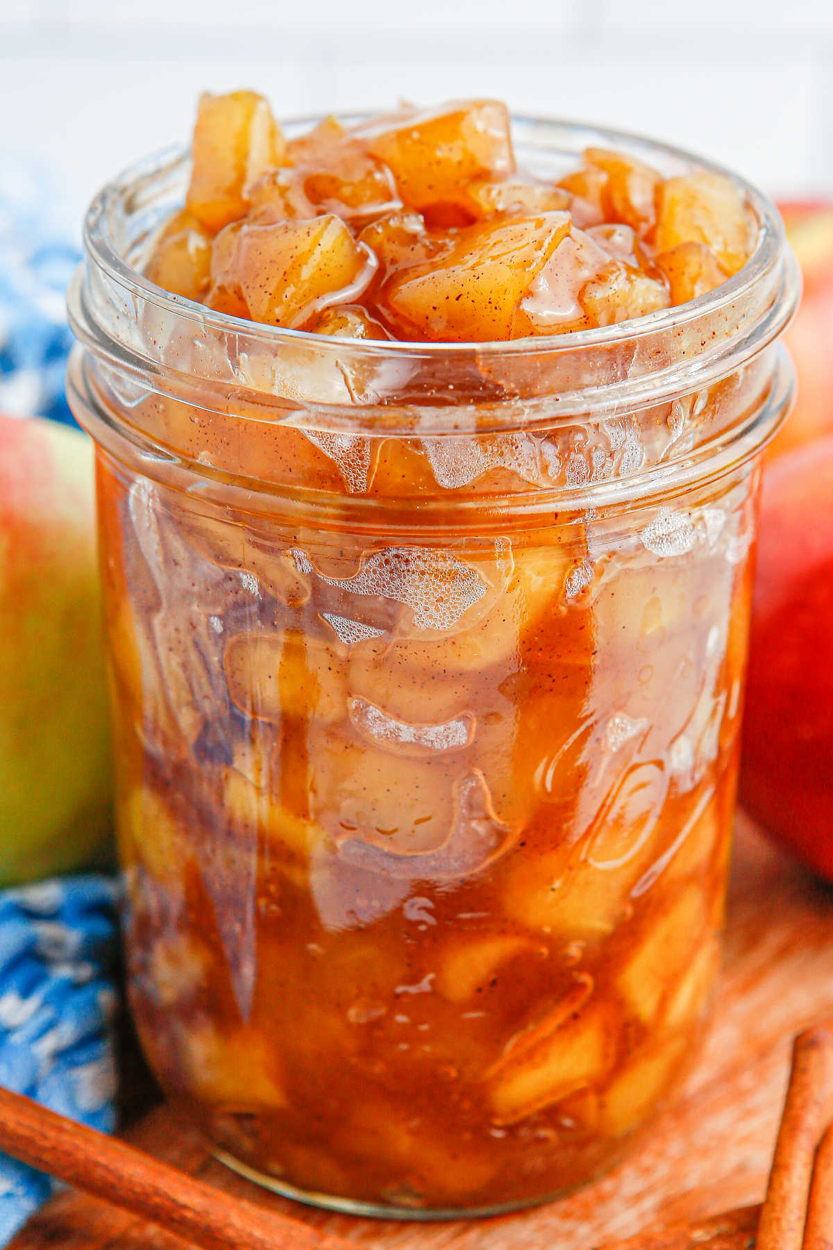 Apple compote in a jar.