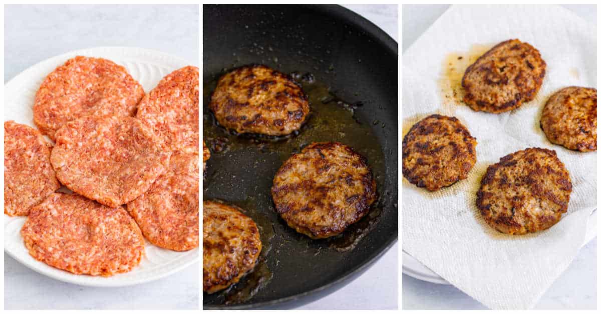 Collage of making the sausages.