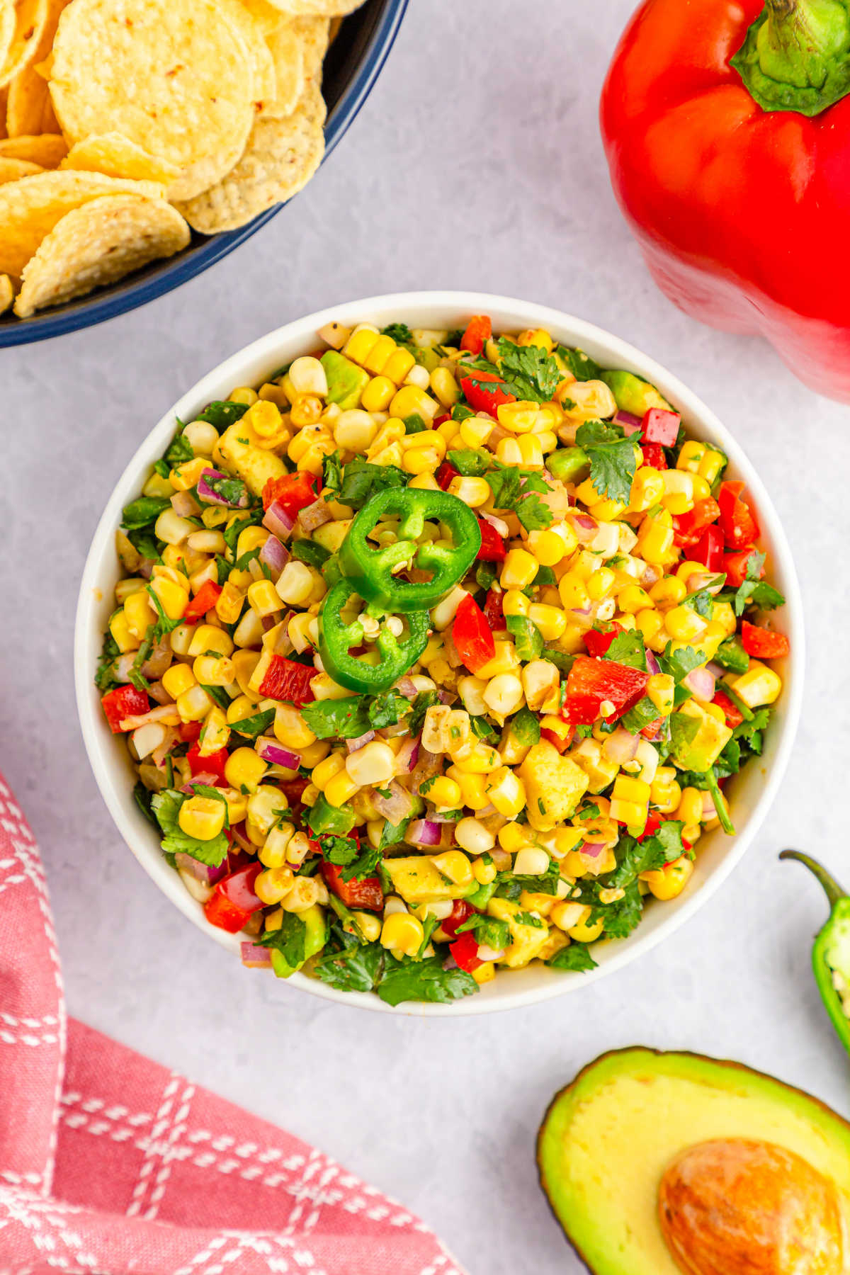 Corn salsa in a bowl.