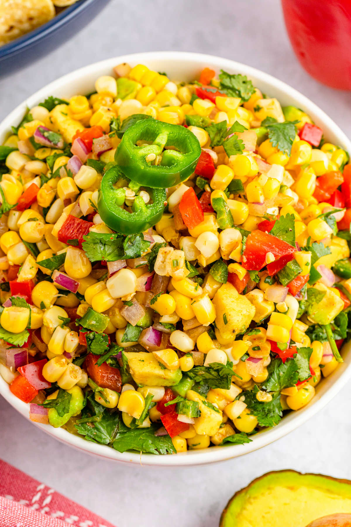 Corn salsa in a bowl.