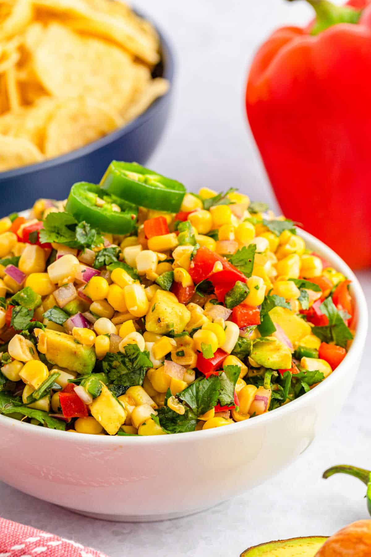 Corn salsa in a bowl.