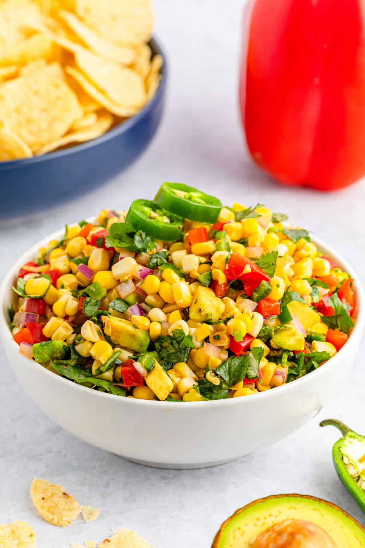 Corn salsa in a bowl.