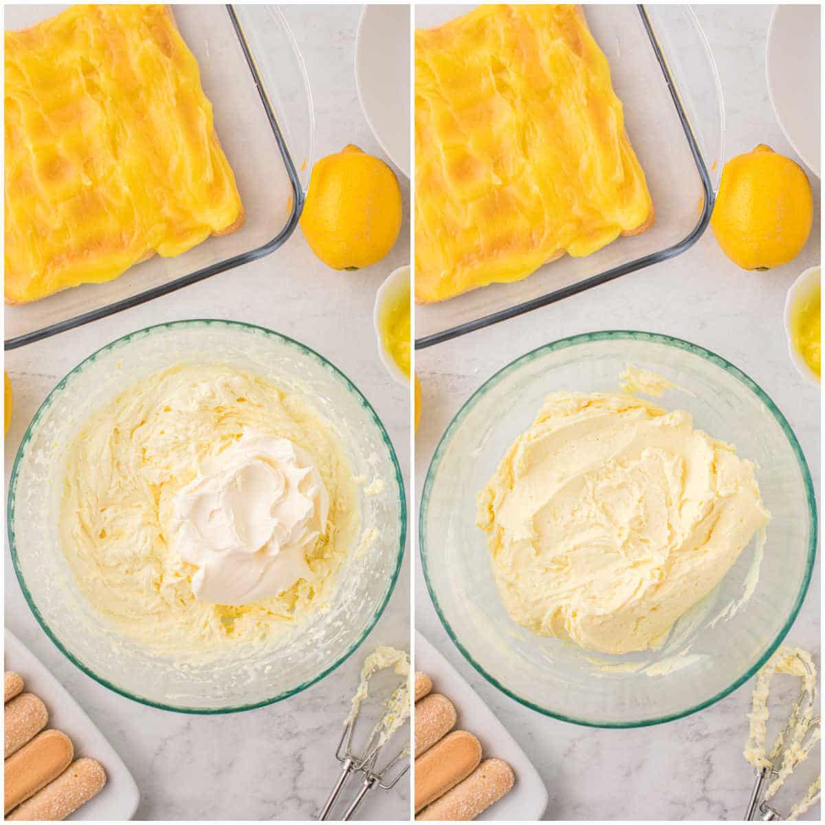 Steps to make lemon tiramisu.