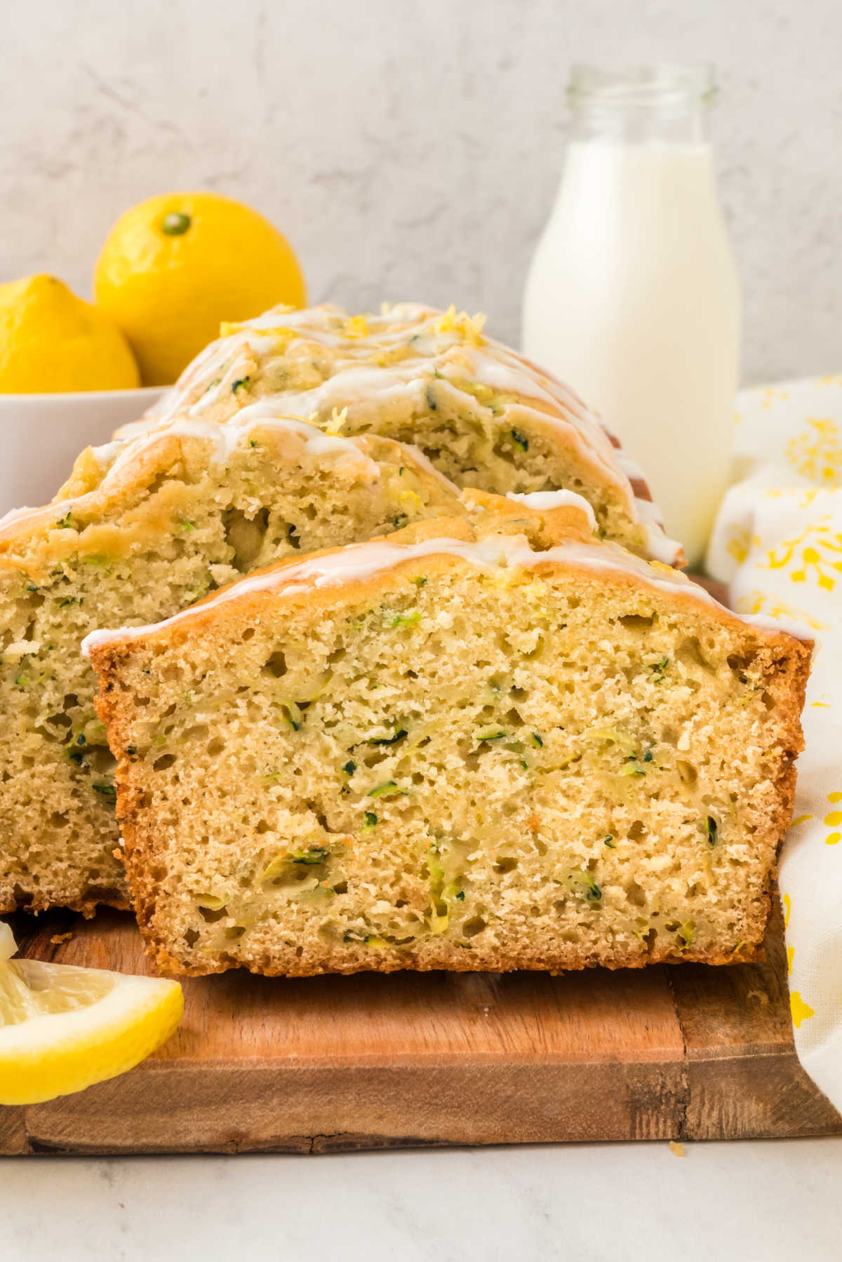 Slices of lemon zucchini bread.