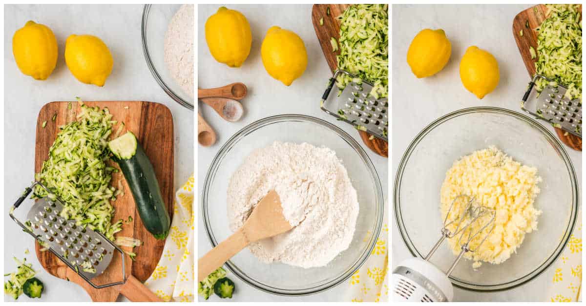 Steps to make lemon zucchini bread.