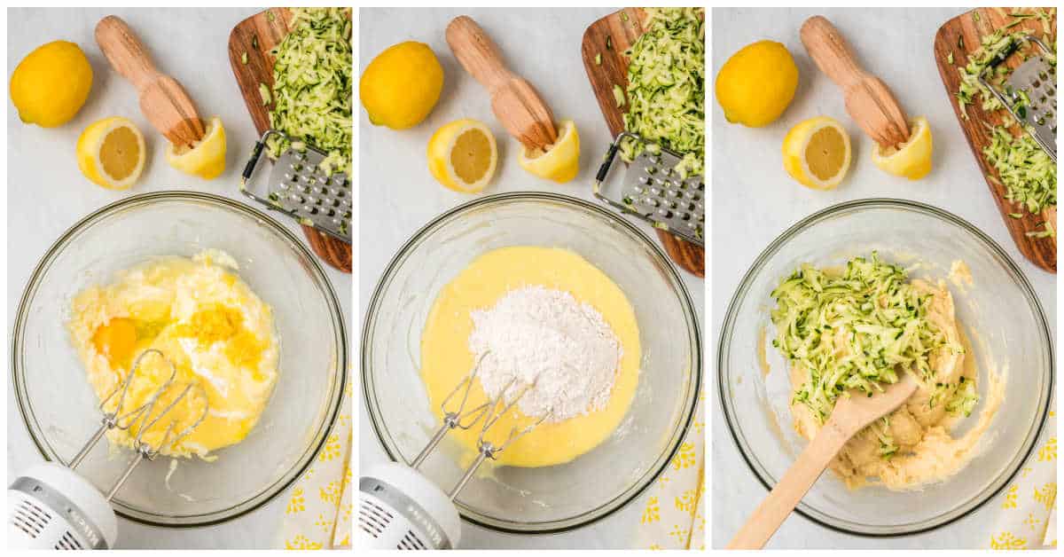 Steps to make lemon zucchini bread.