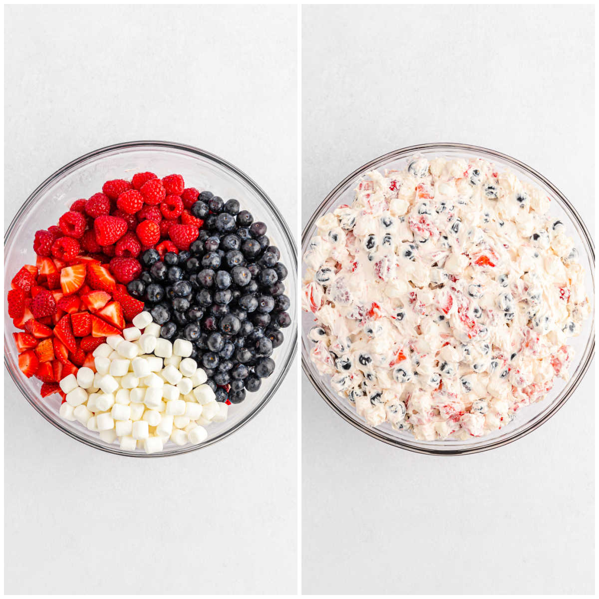 Steps to make berry cheesecake fluff.