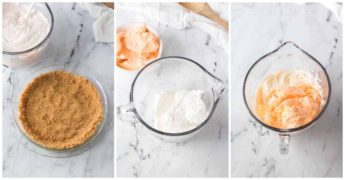 Steps to make orange creamsicle pie.