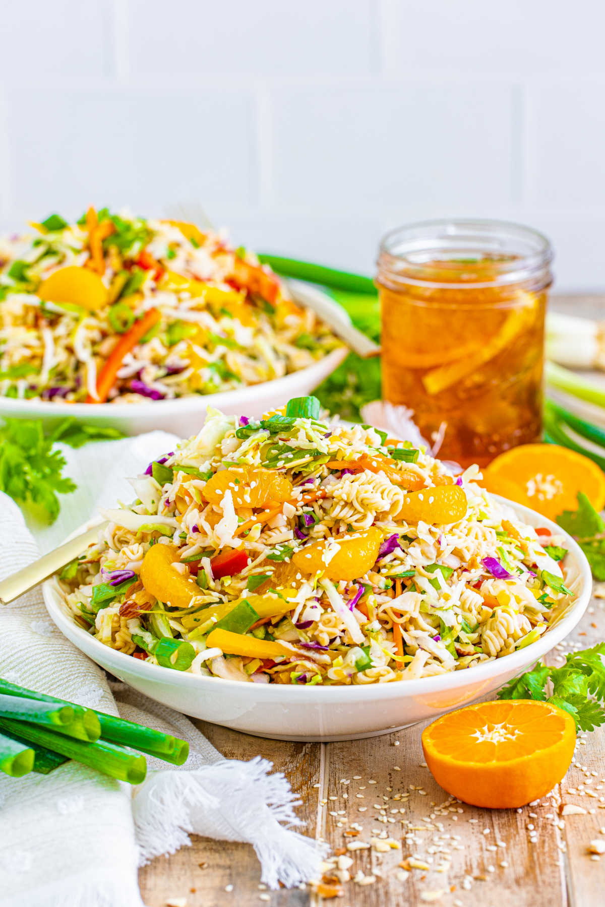 Ramen noodle salad on a plate.