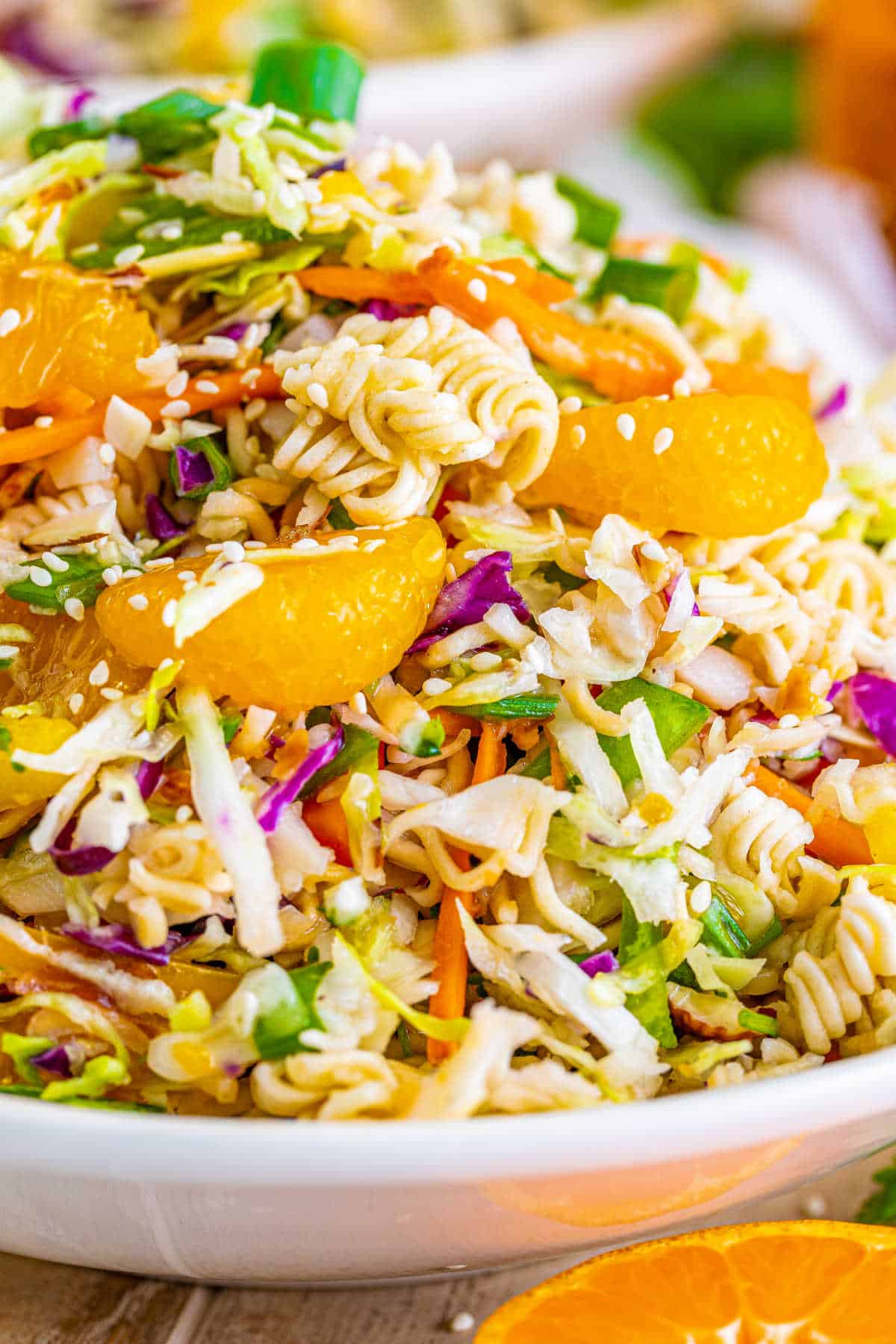 Ramen noodle salad on a plate.