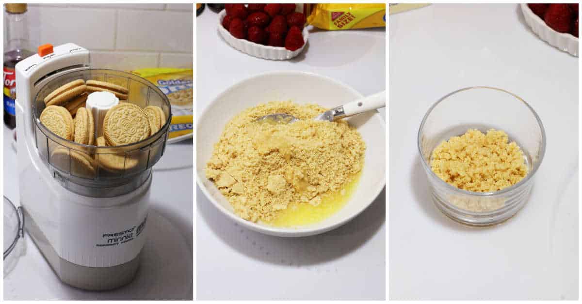 Steps to make Raspberry Cheesecake Cups.