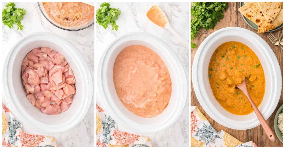 Steps to make slow cooker butter chicken.