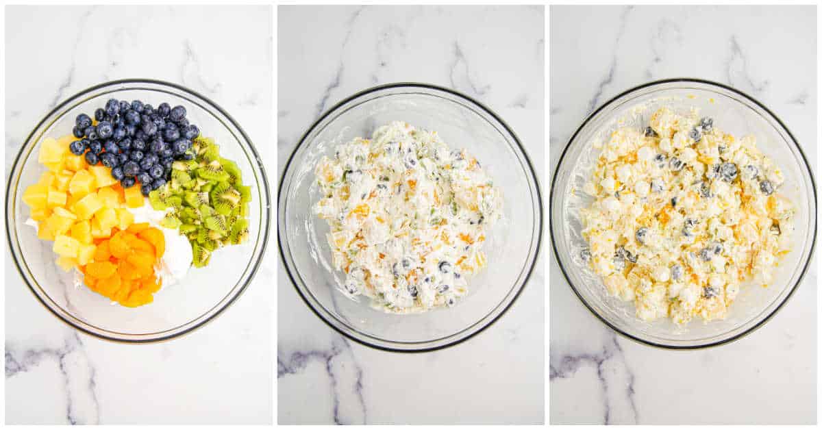 Steps to make tropical fluff salad.