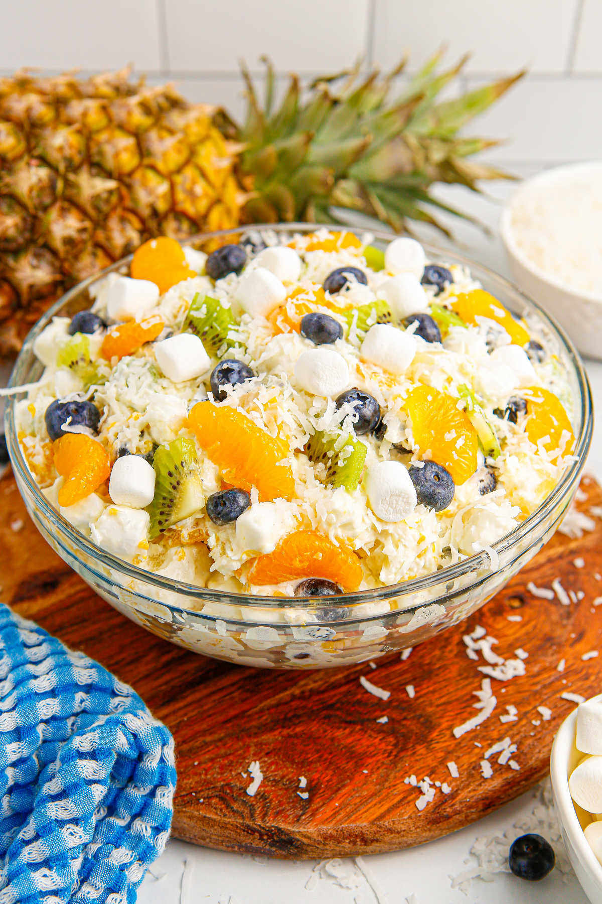 Tropical fluff salad in a bowl.