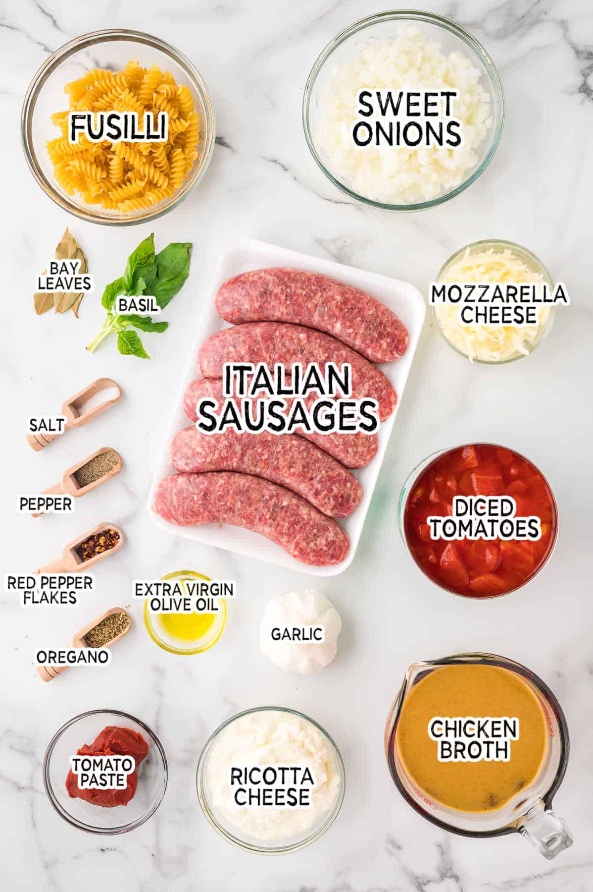 Lasagna Soup ingredients.