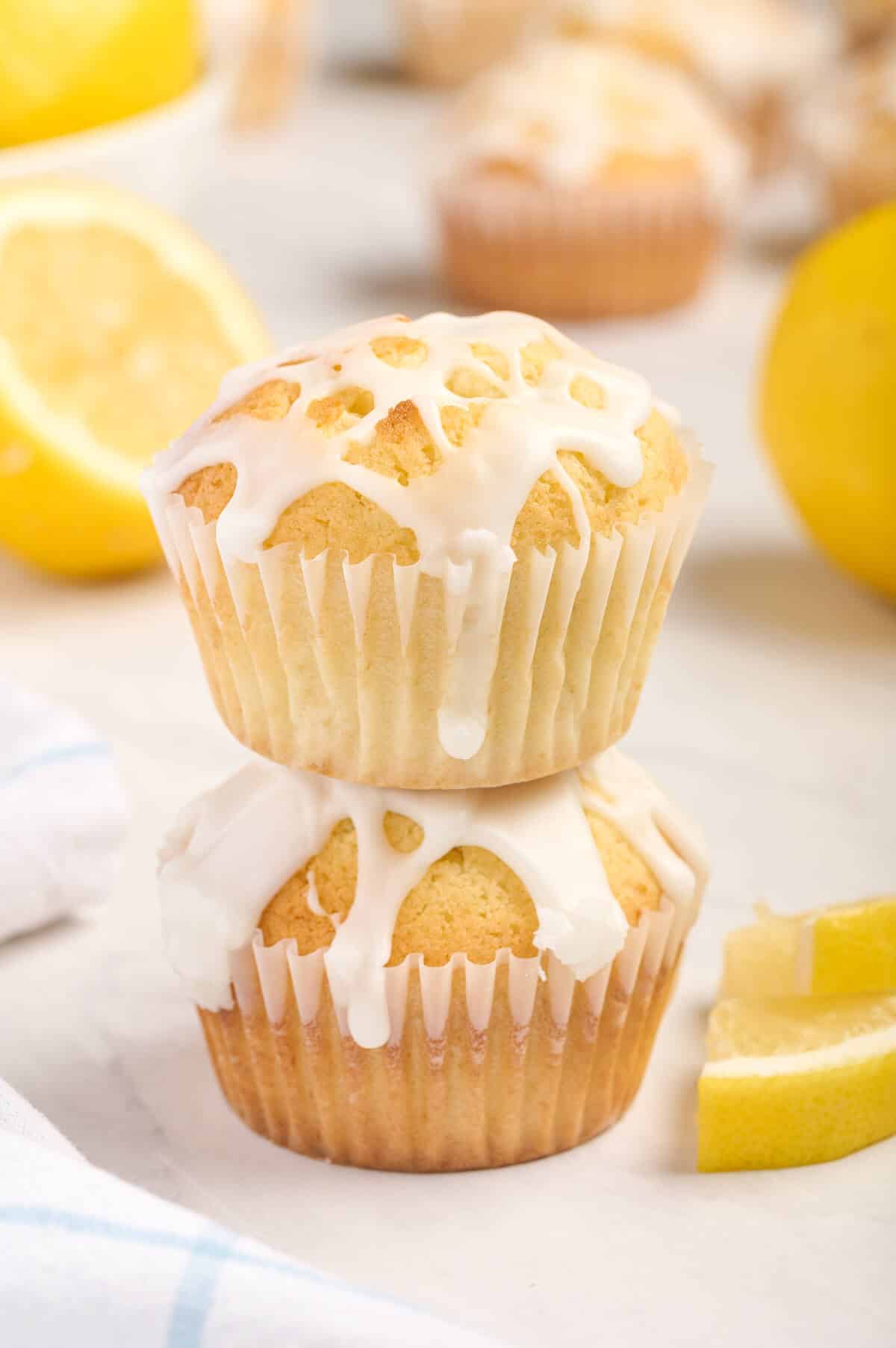 A stack of lemon pound cake muffins.