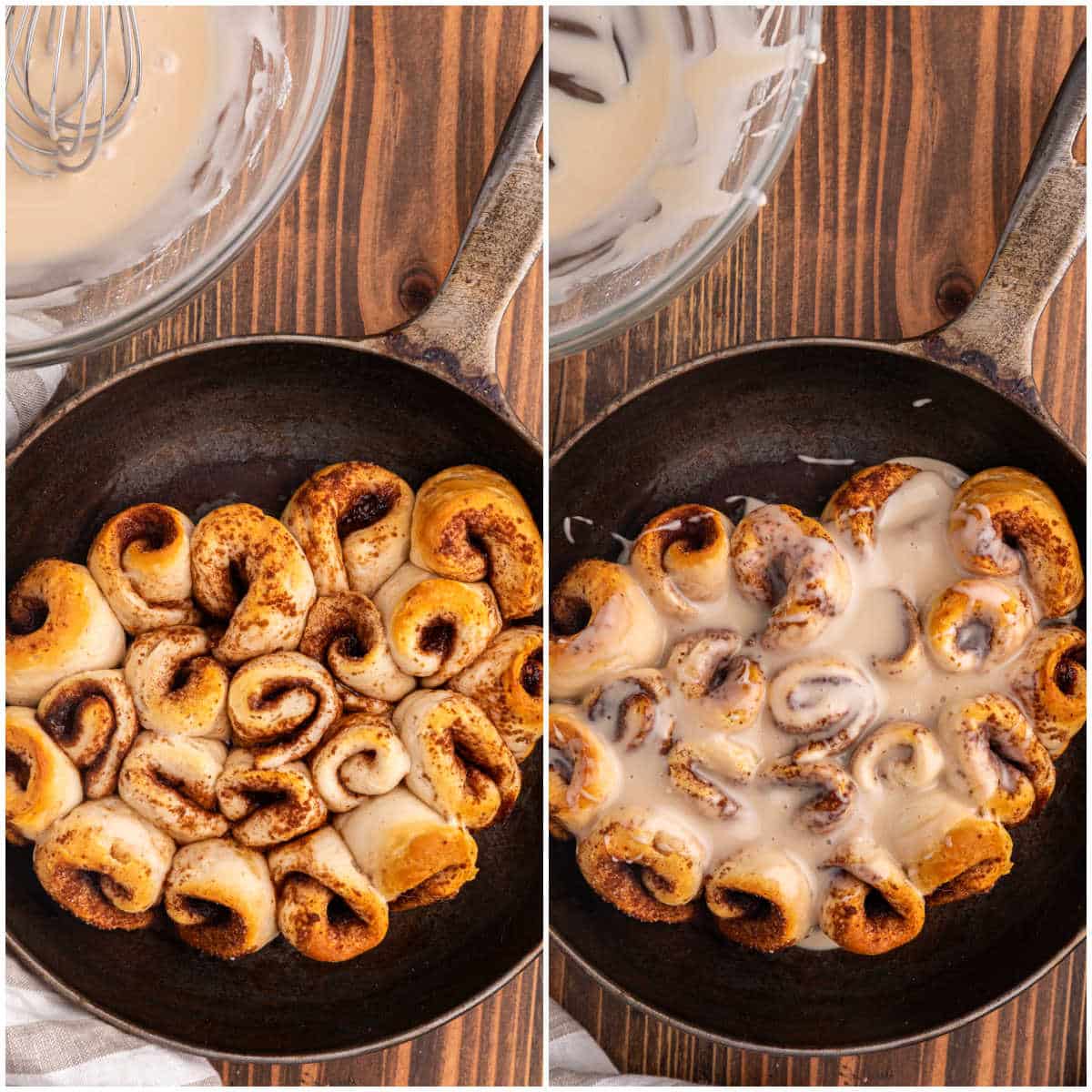 Steps to make biscuit cinnamon rolls.