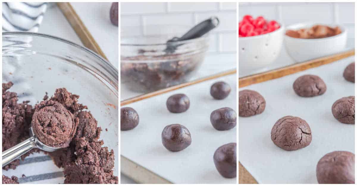 Steps to make chocolate cherry cookies.