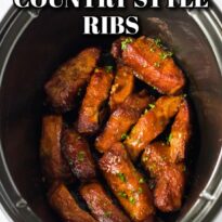 Slow Cooker Country Style Ribs pin image.