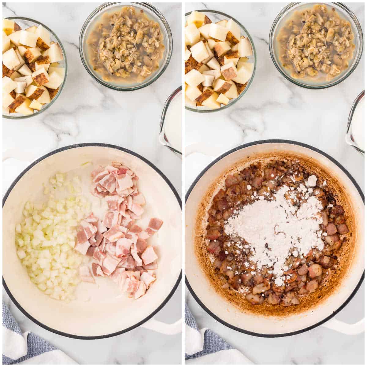 Steps to make New England Clam Chowder.