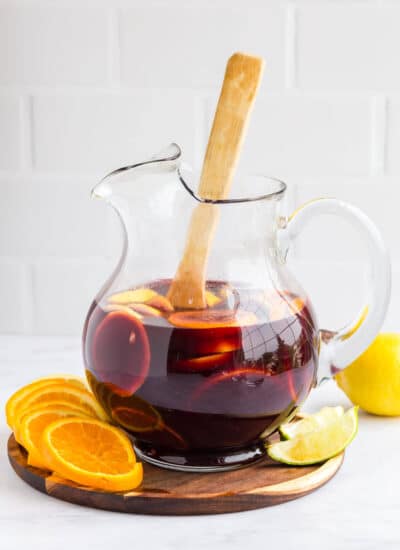 Passionate sangria in a pitcher.