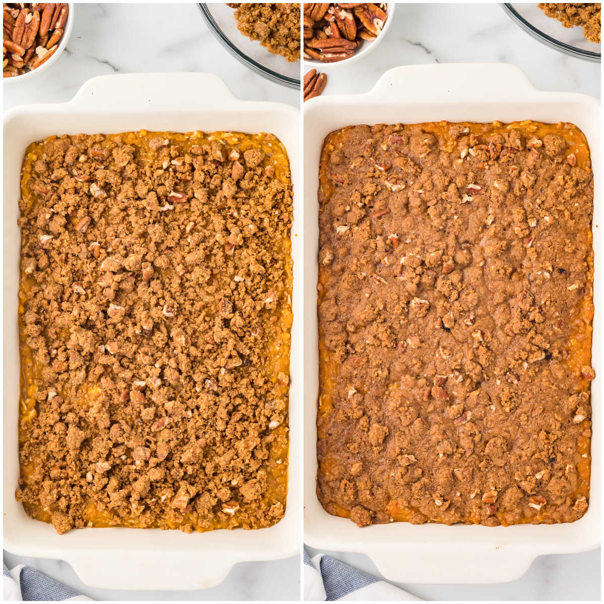 Steps to make sweet potato casserole.