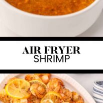 Air fryer shrimp collage pin image.