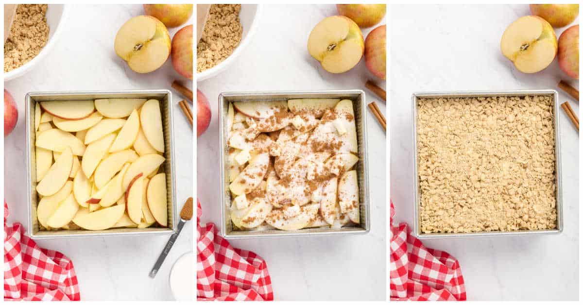 Steps to make apple crisp bars.