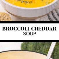 Broccoli cheddar soup long collage pin.