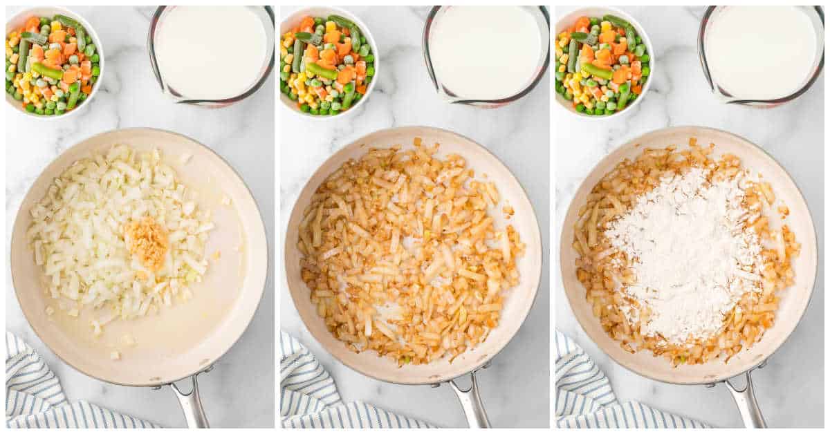 Steps to make chicken shepherd's pie.