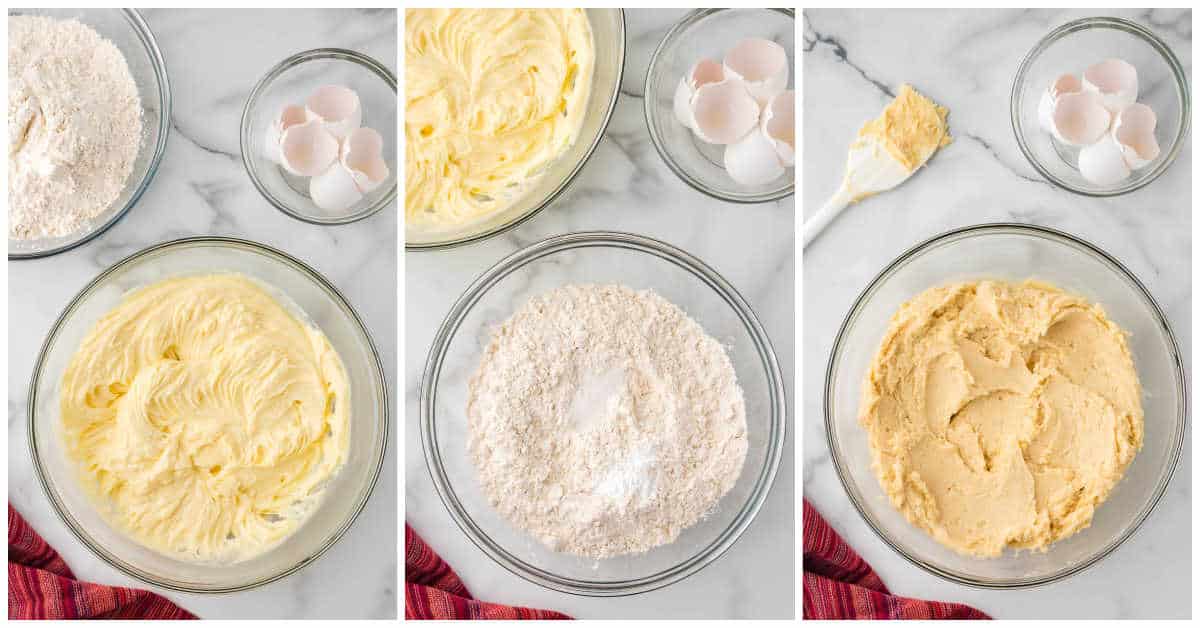 Steps to make cream cheese cookies.