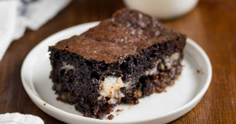 A slice of cake on a plate.