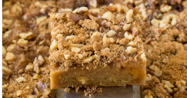 A slice of cake on a spatula.