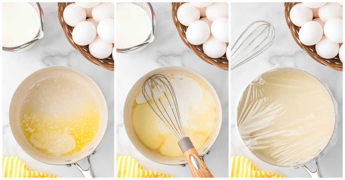 Steps to make oven-scrambled eggs.