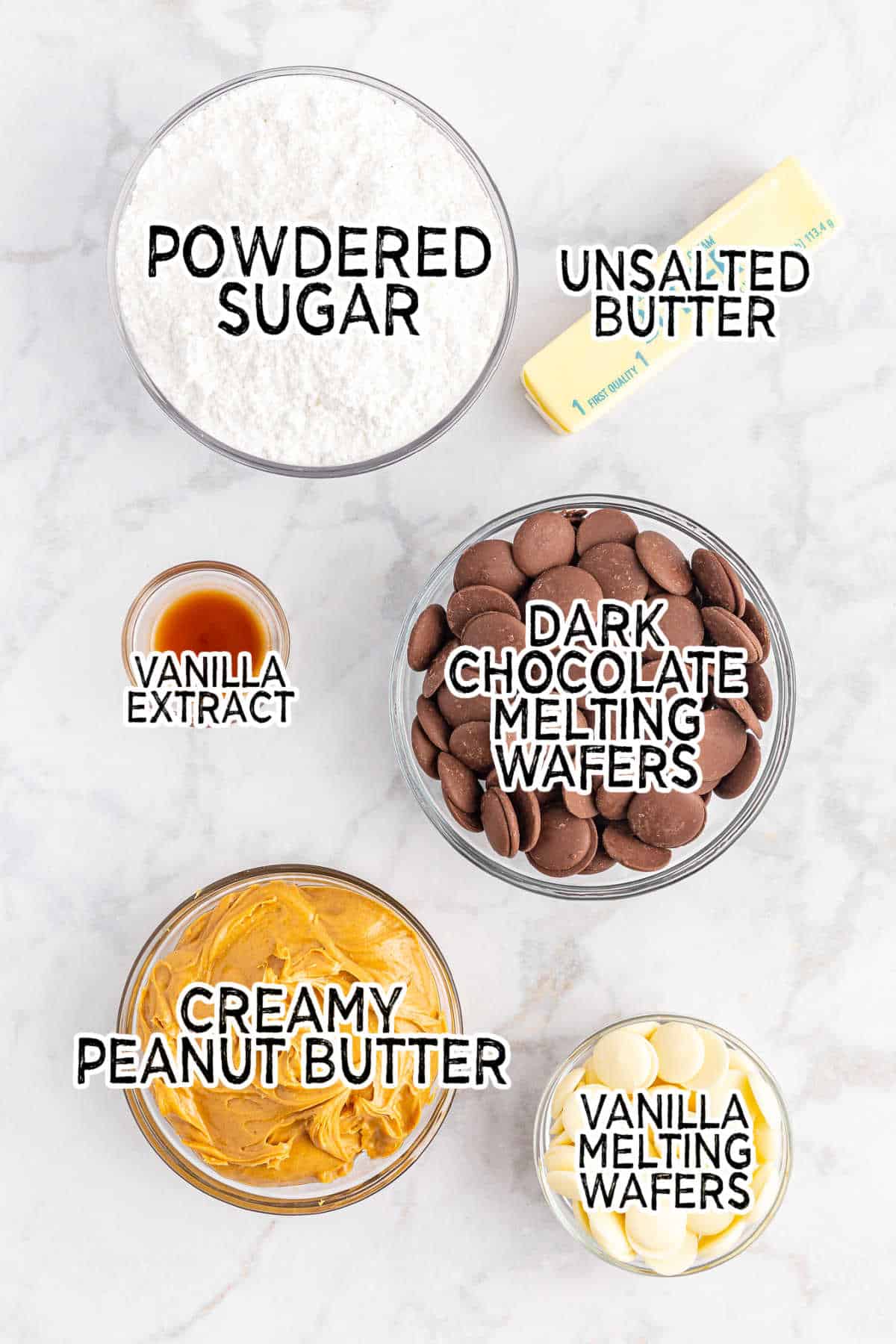 Ingredients to make chocolate peanut butter balls.