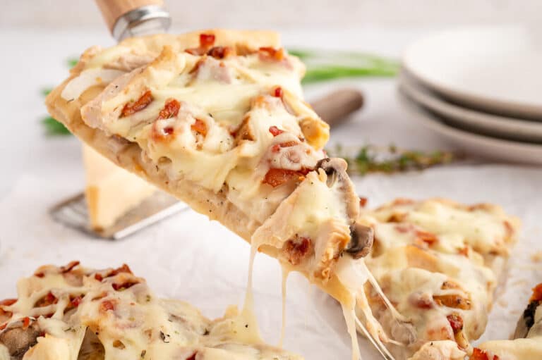 Chicken Bacon Alfredo Pizza