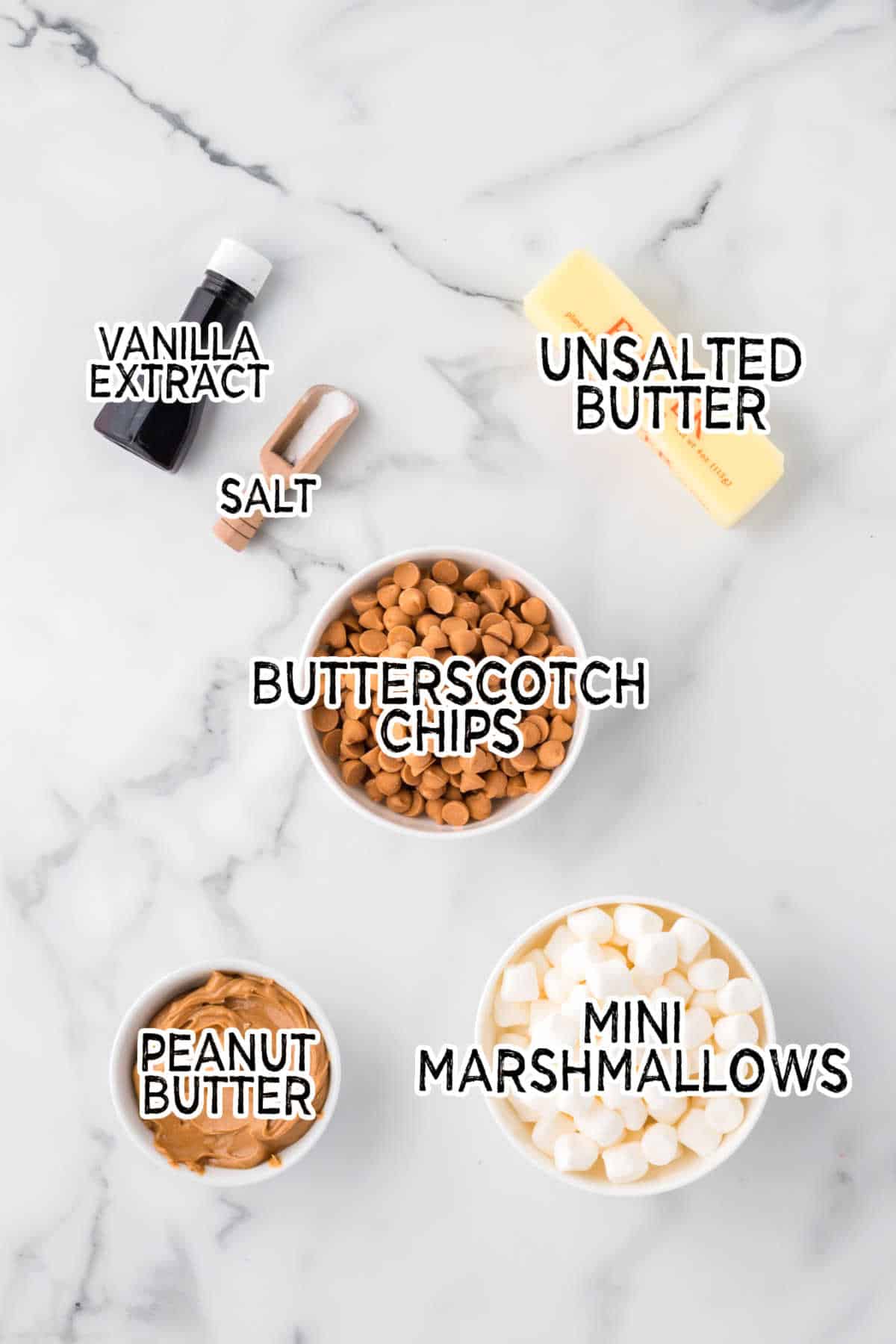 Ingredients to make marshmallow bars.