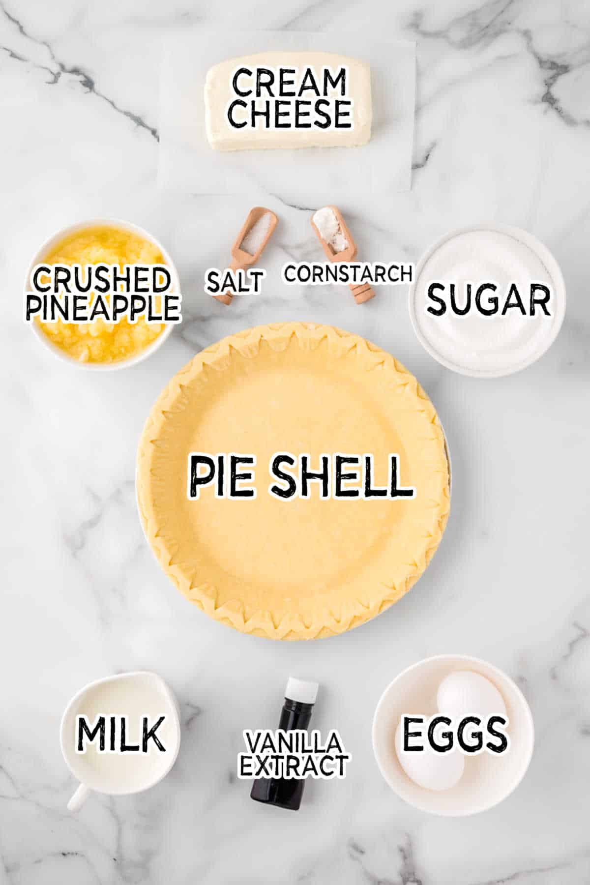 Ingredients to make pineapple pie.