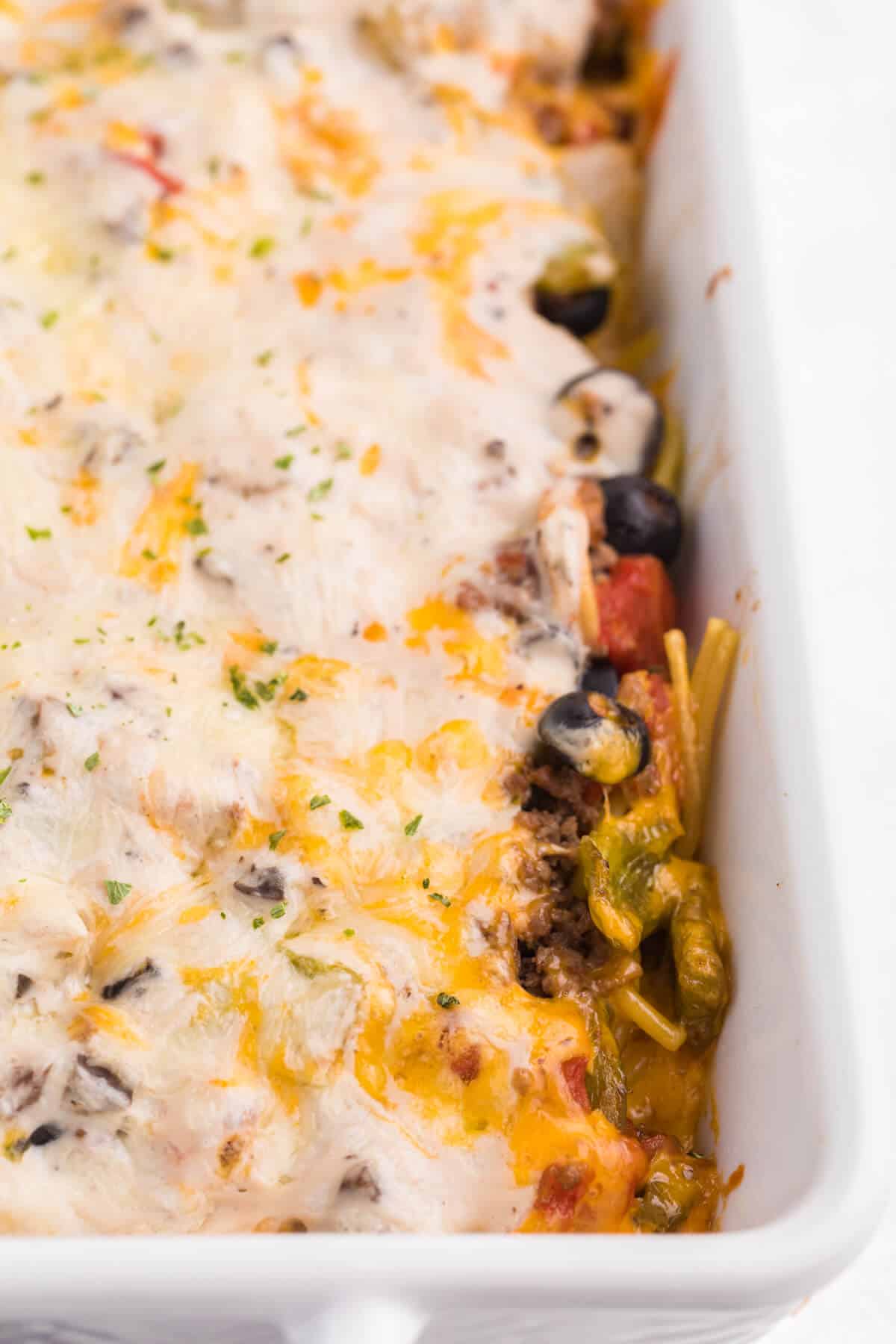 A white pan of the recipe.