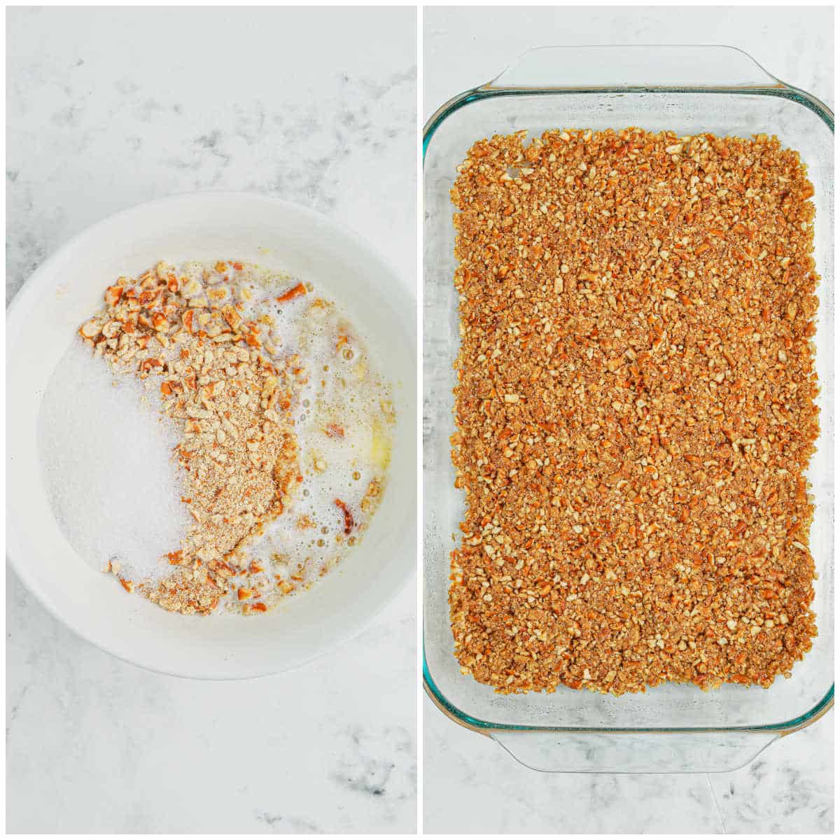 Steps to make Christmas pretzel salad.